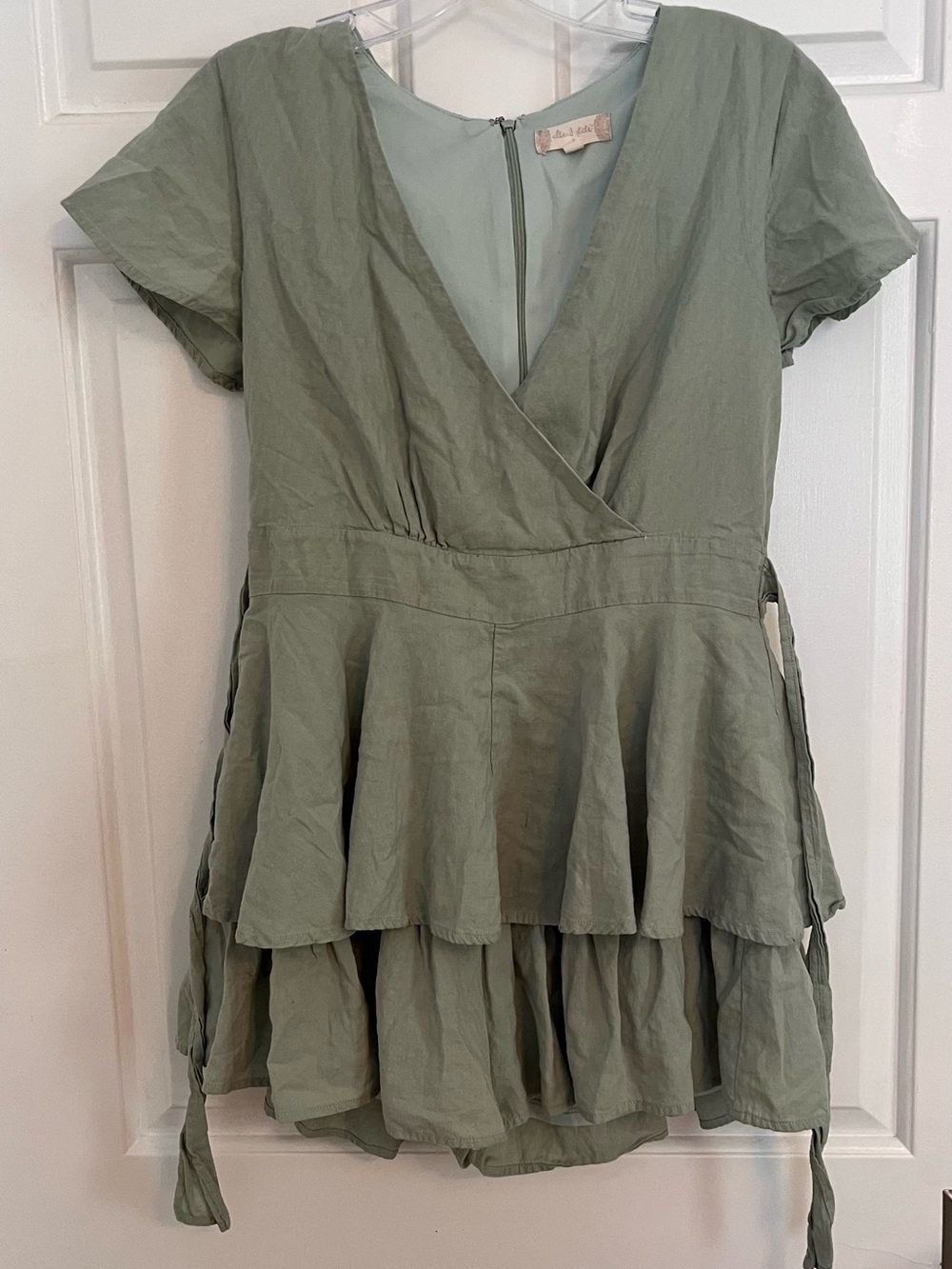 Altar’d State Sage Green Tiered Romper